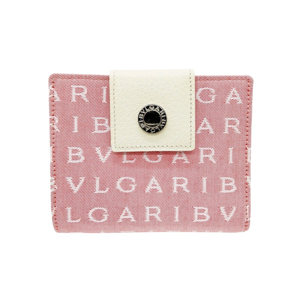 β¨ Authentic Vintage BVLGARI Pink Logo Canvas Wallet